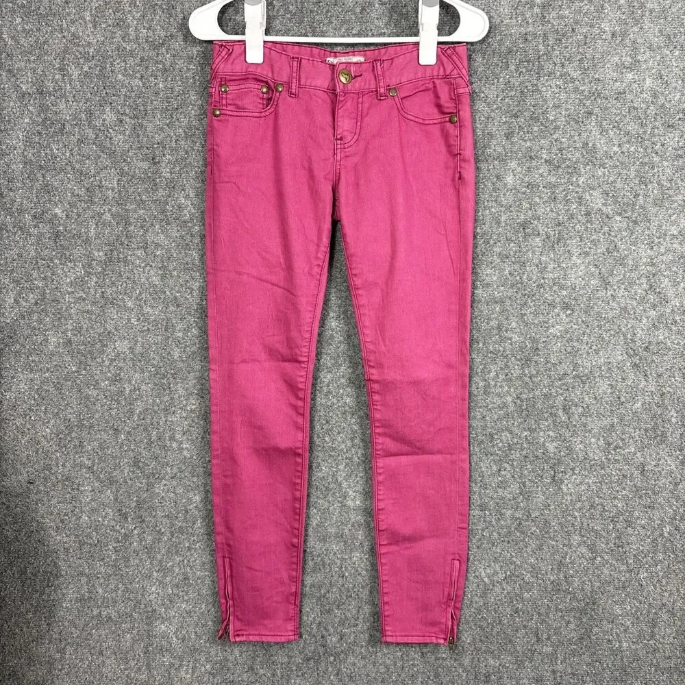 Free People Skinny Zip Ankle Jeans Womens Size 24 Pink